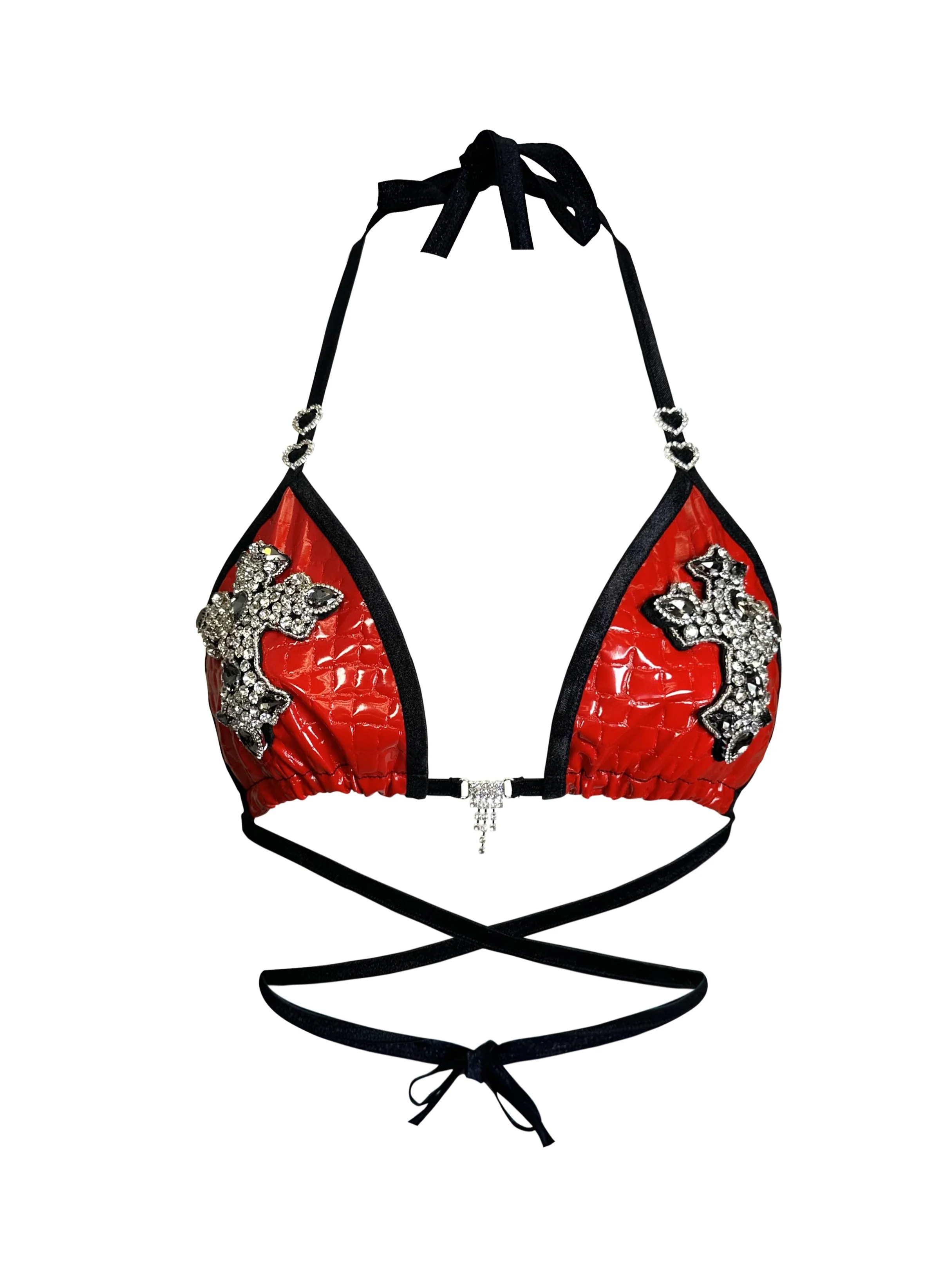 CROSS RHINESTONE BRA BLACK - Image 3