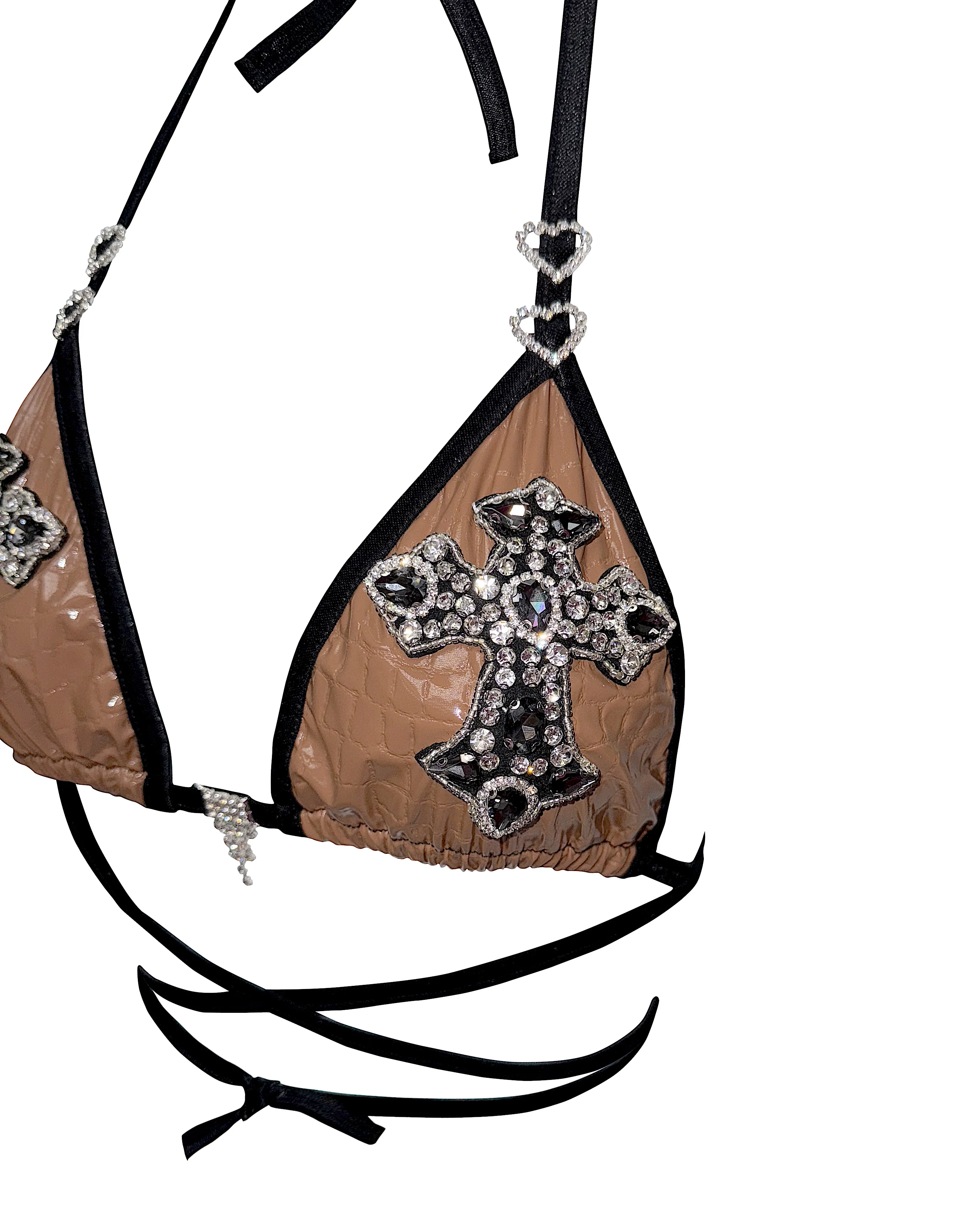 CROSS RHINESTONE BRA BLACK - Image 9
