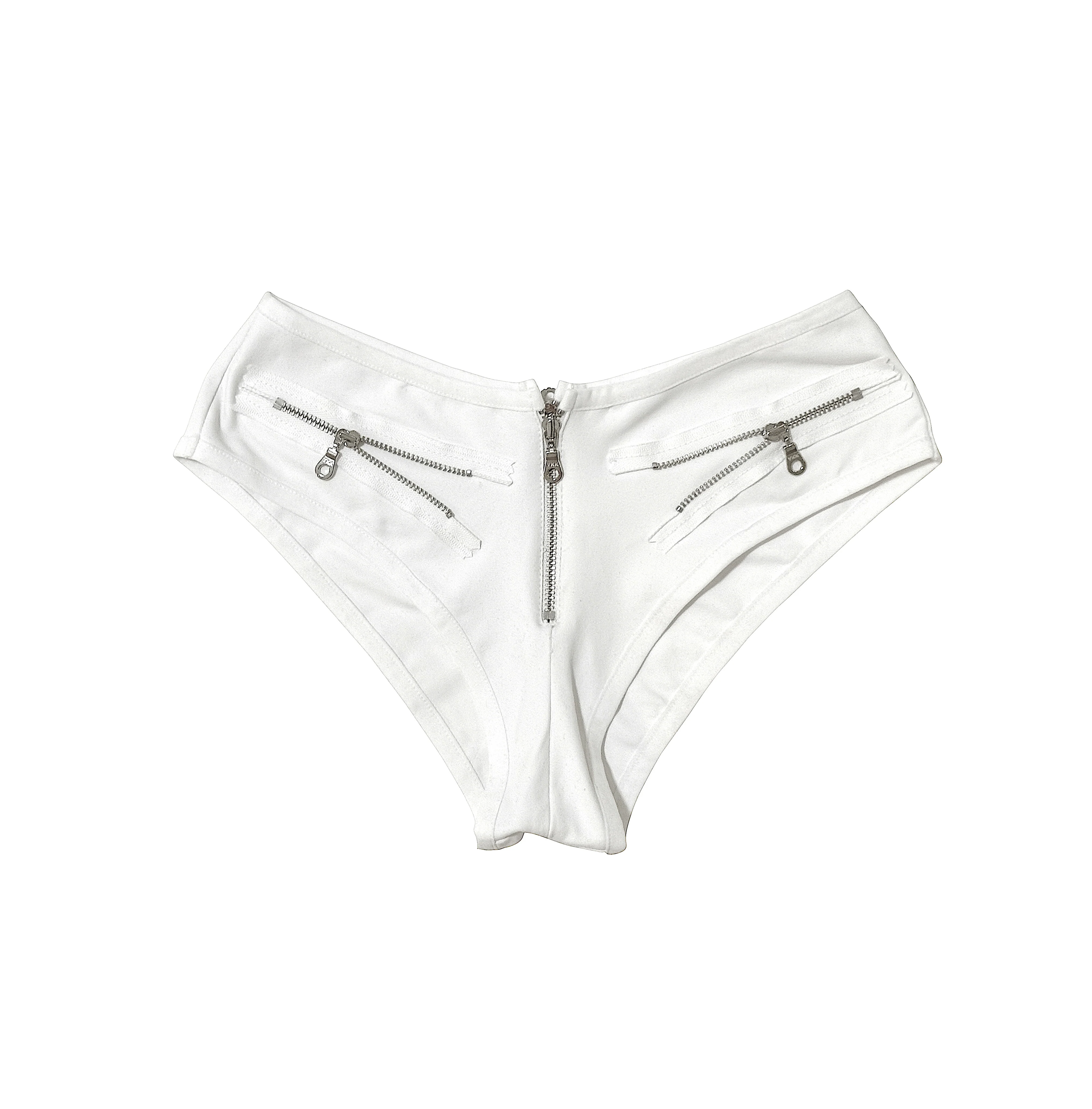 ECLIPSE ZIPPER MINI SHORTS WHITE