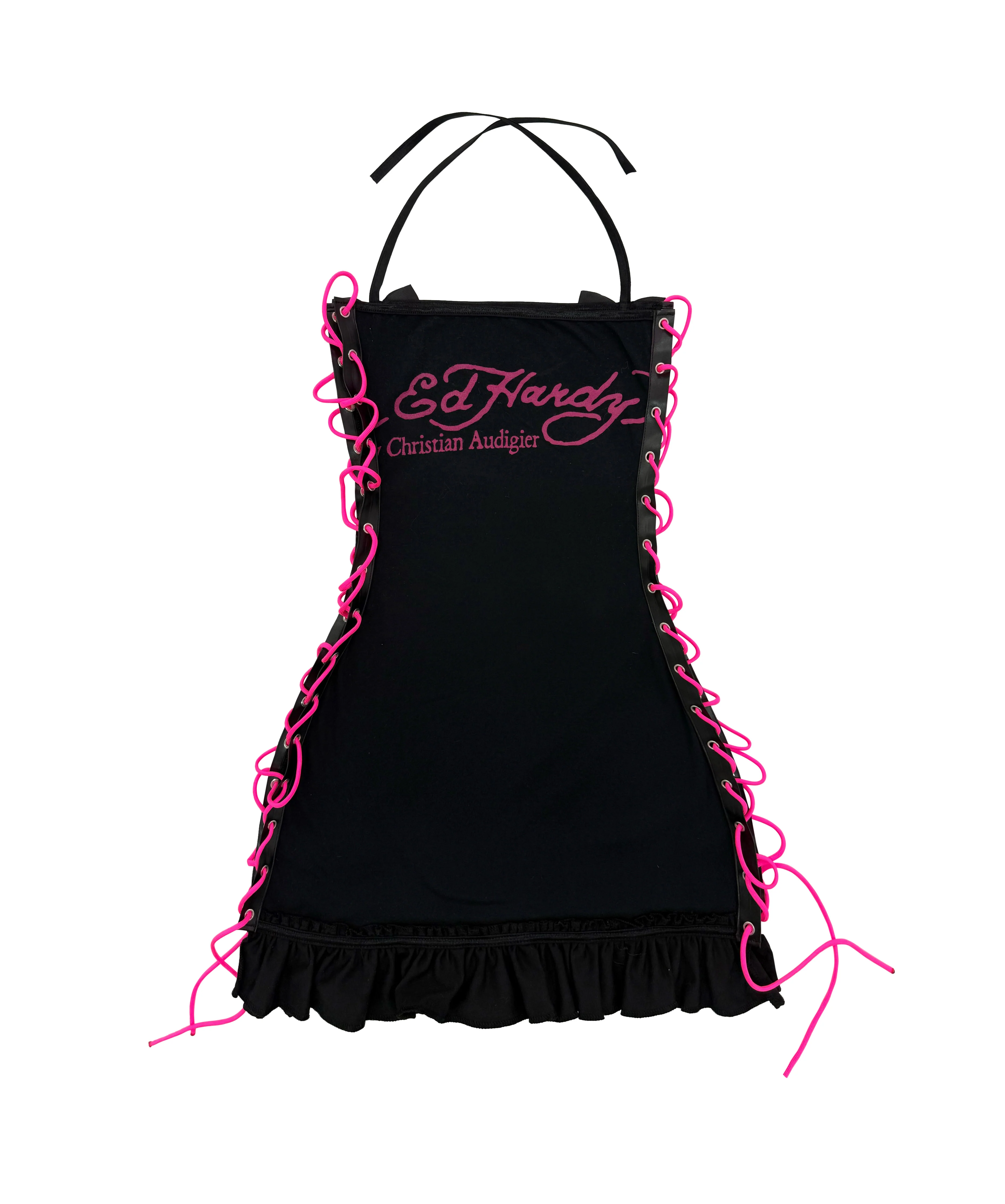 ED HARDY BLACK SKULL + PINK LACE DRESS - Image 3