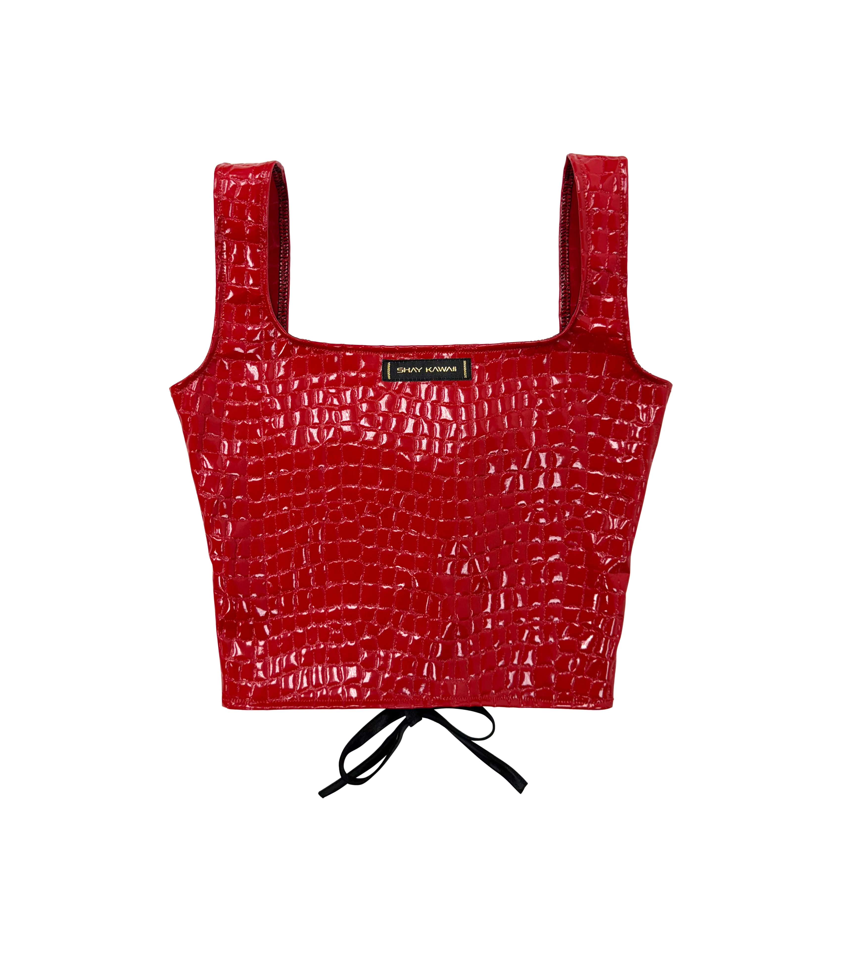 LACE-UP CROSS TOP RED - Image 3