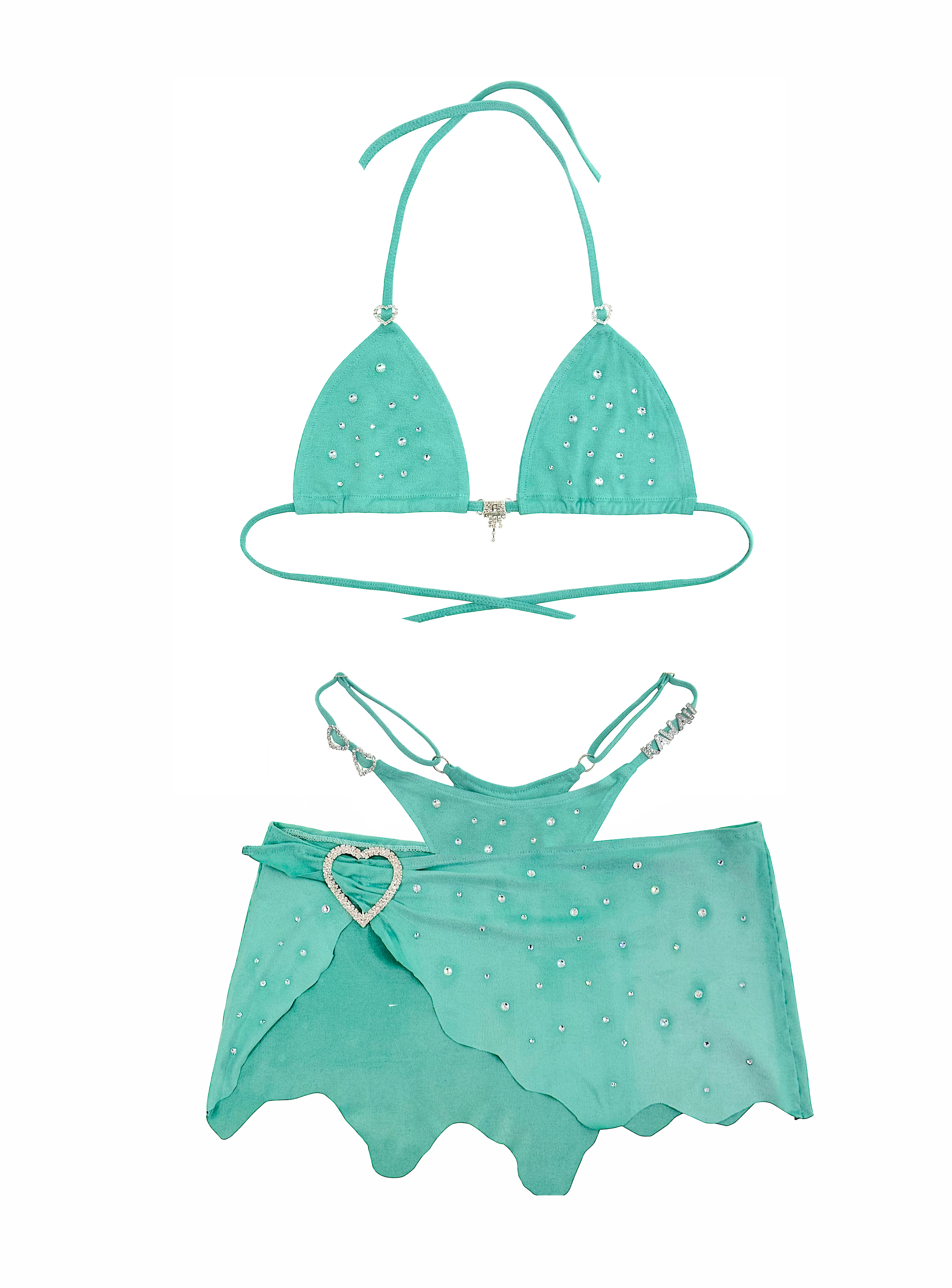 LIL KIM SUEDE BIKINI SKIRT SET PINK - Image 2