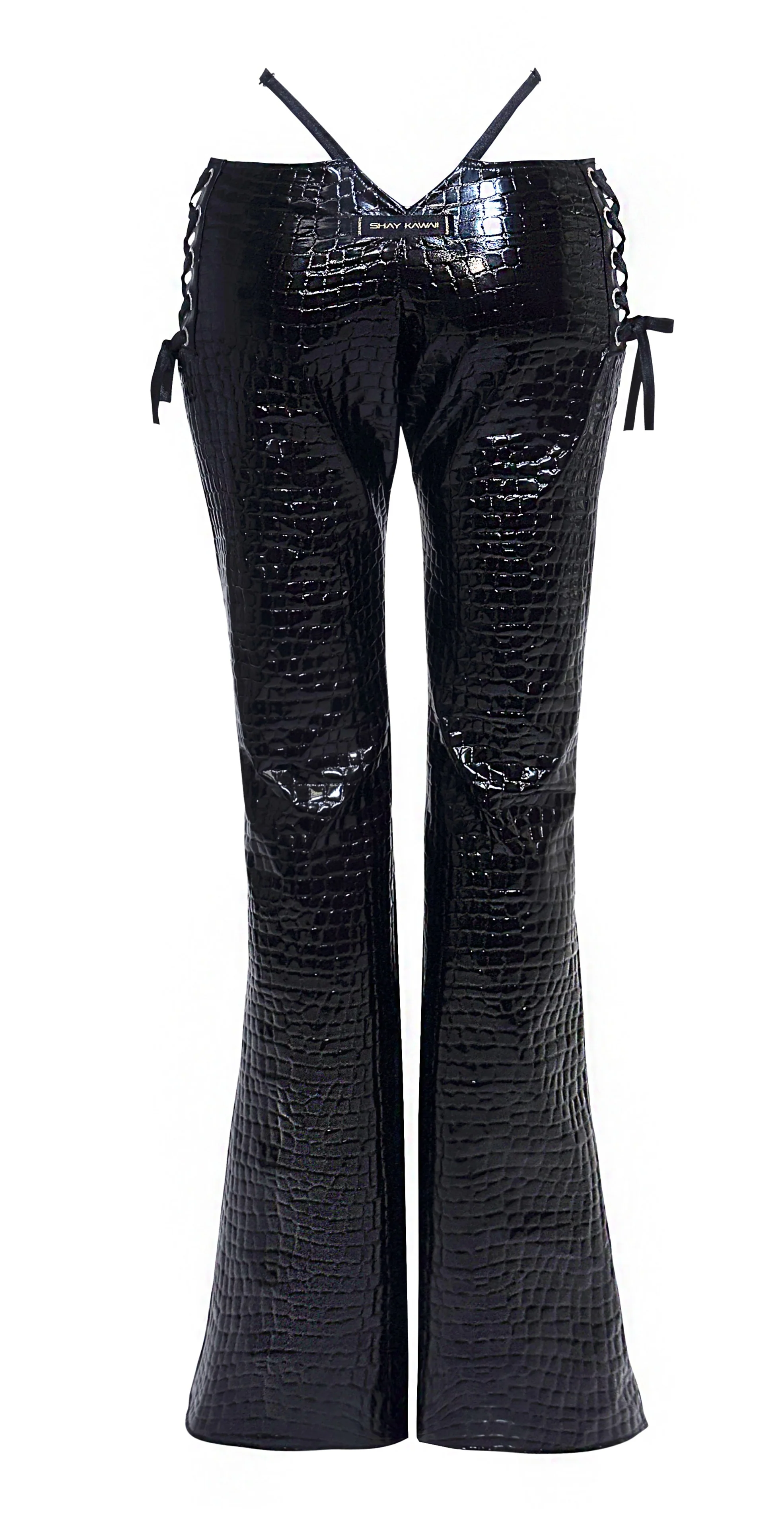PEEKABOO CROC PANTS BLACK - Image 10