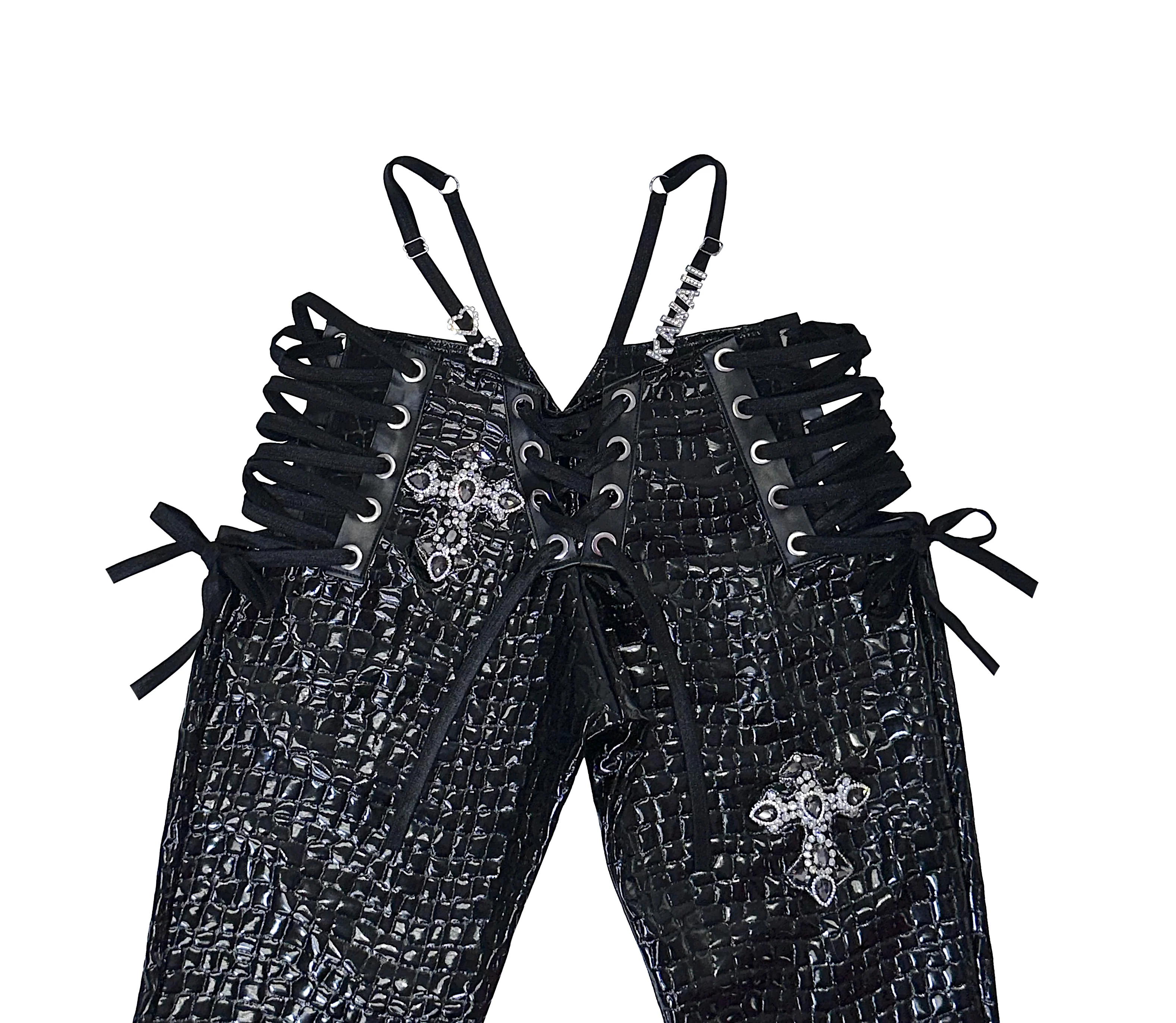 PEEKABOO CROC PANTS BLACK - Image 12
