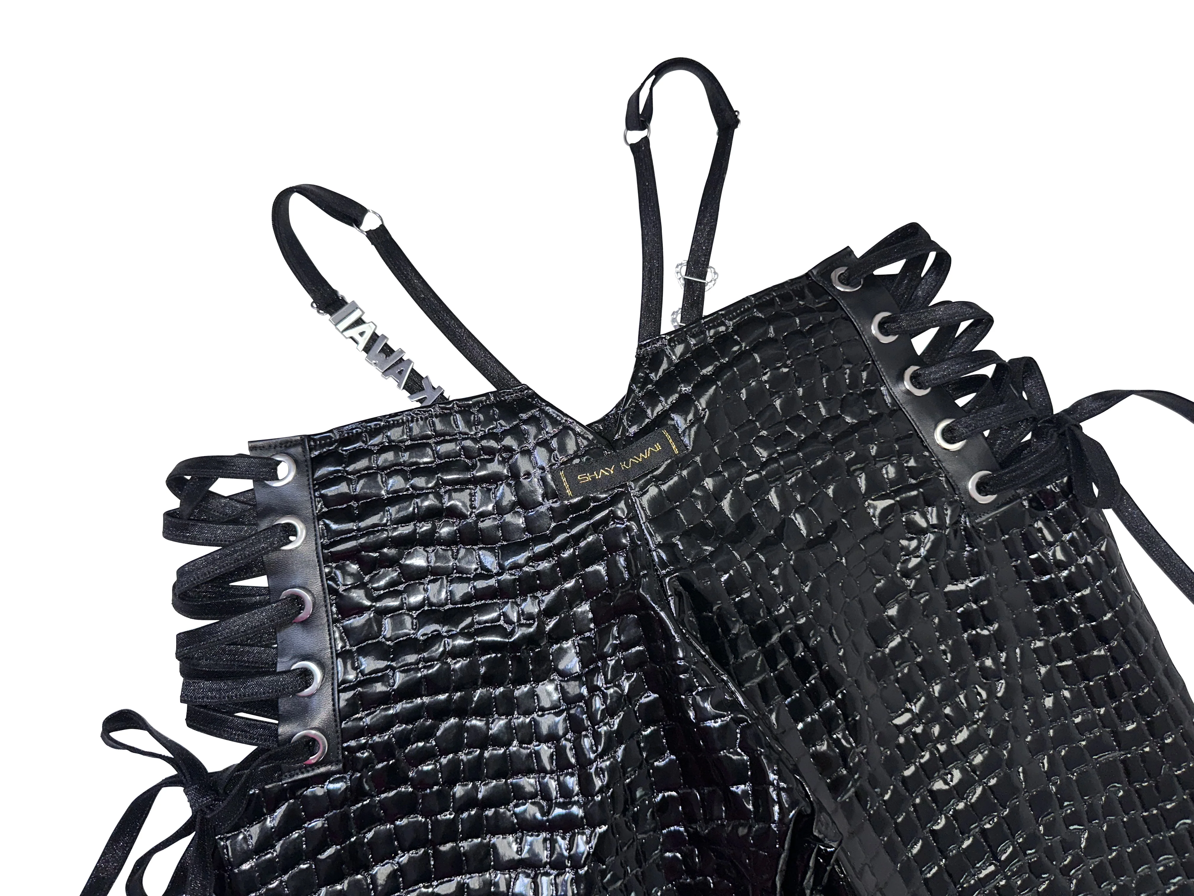 PEEKABOO CROC PANTS BLACK - Image 13