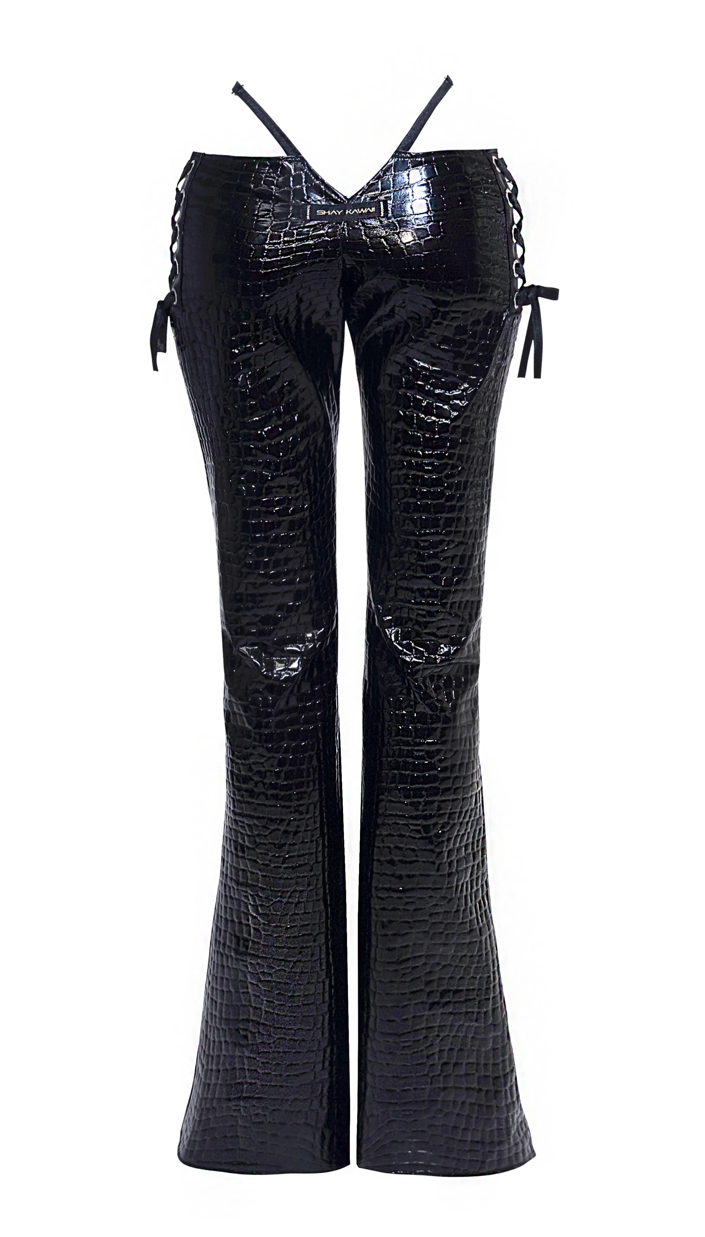 PEEKABOO CROC PANTS BLACK - Image 5