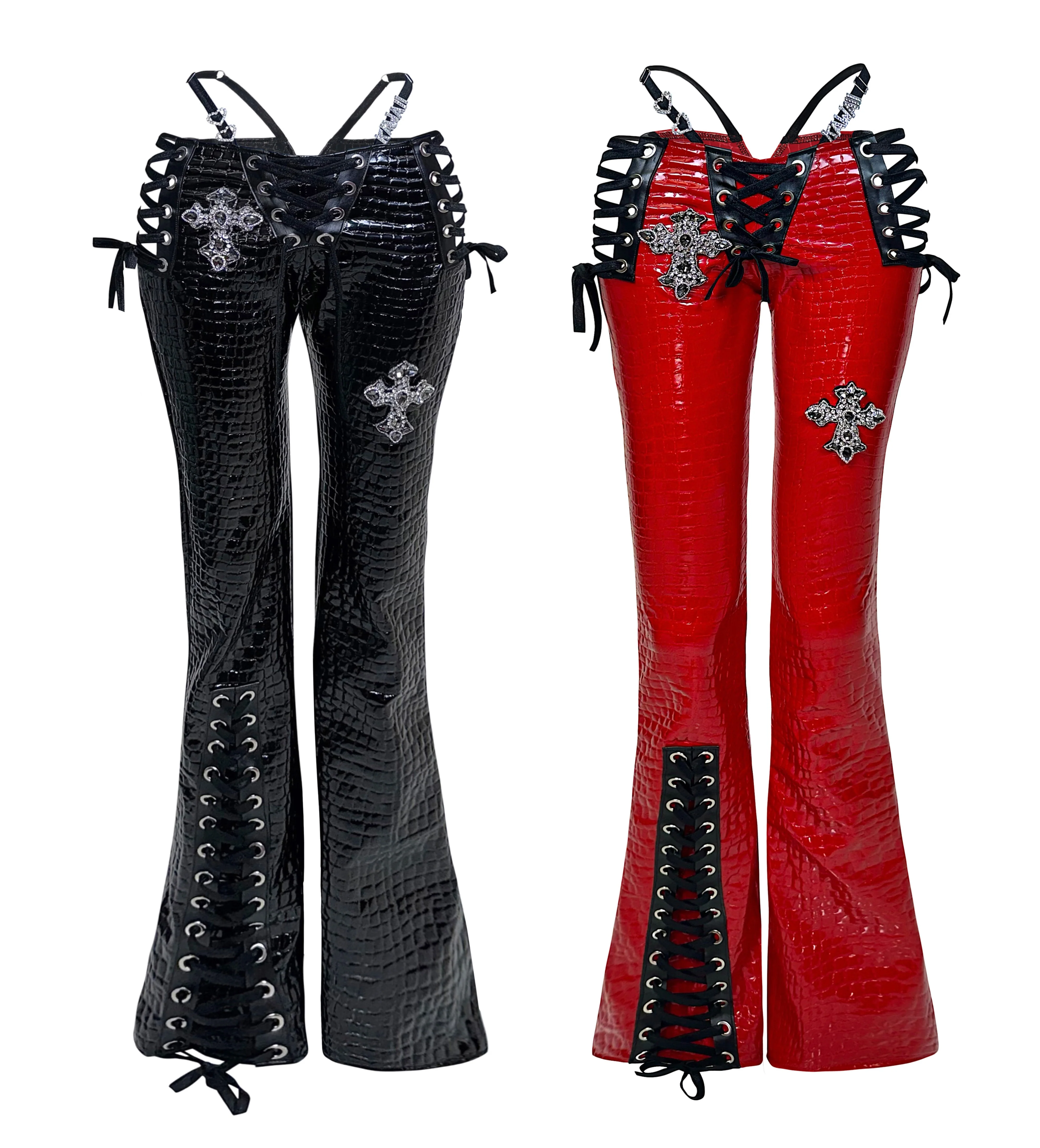 PEEKABOO CROC PANTS BLACK - Image 6