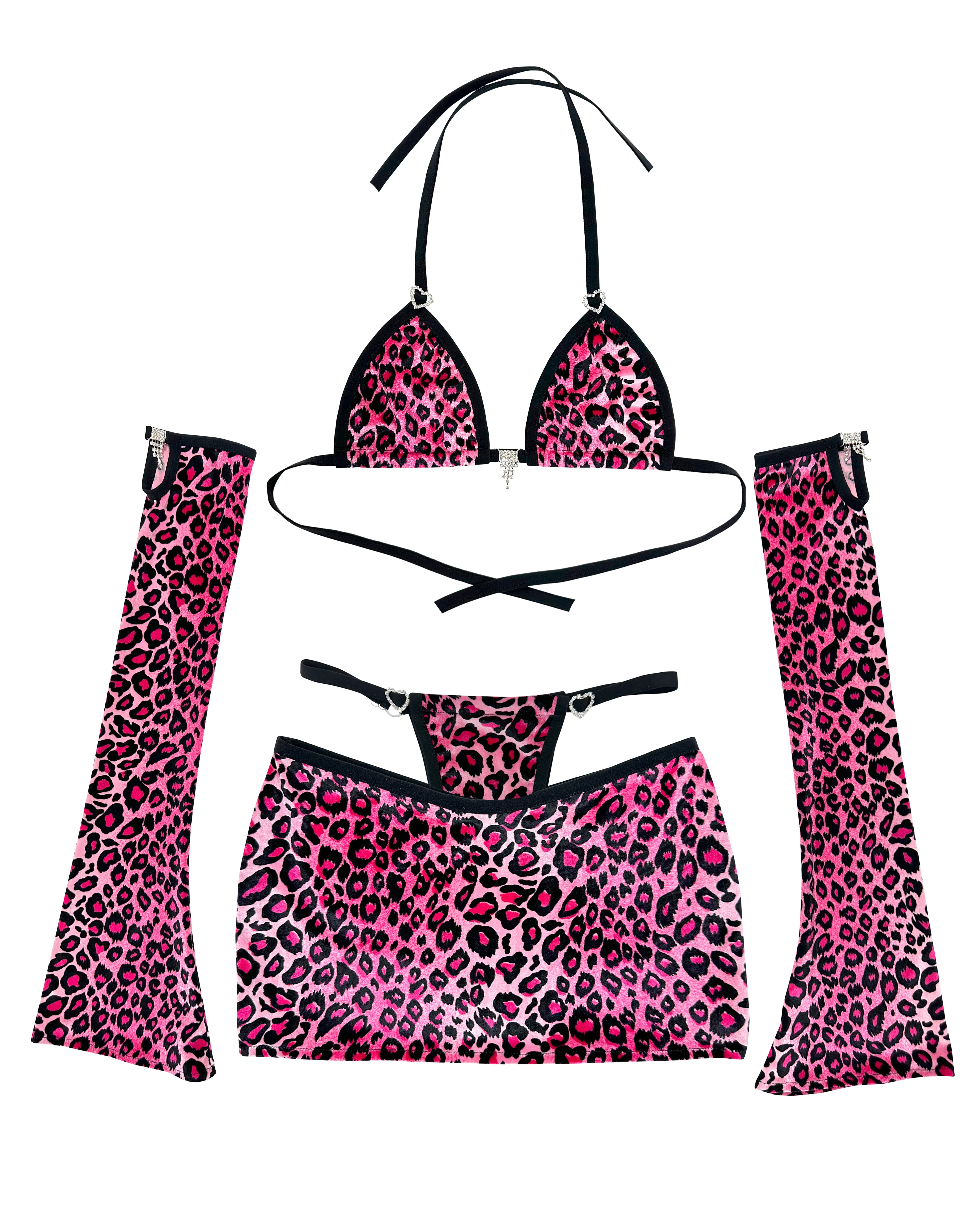 RTS PINK CHEETAH GIRL SET // SIZE D CUP / LARGE