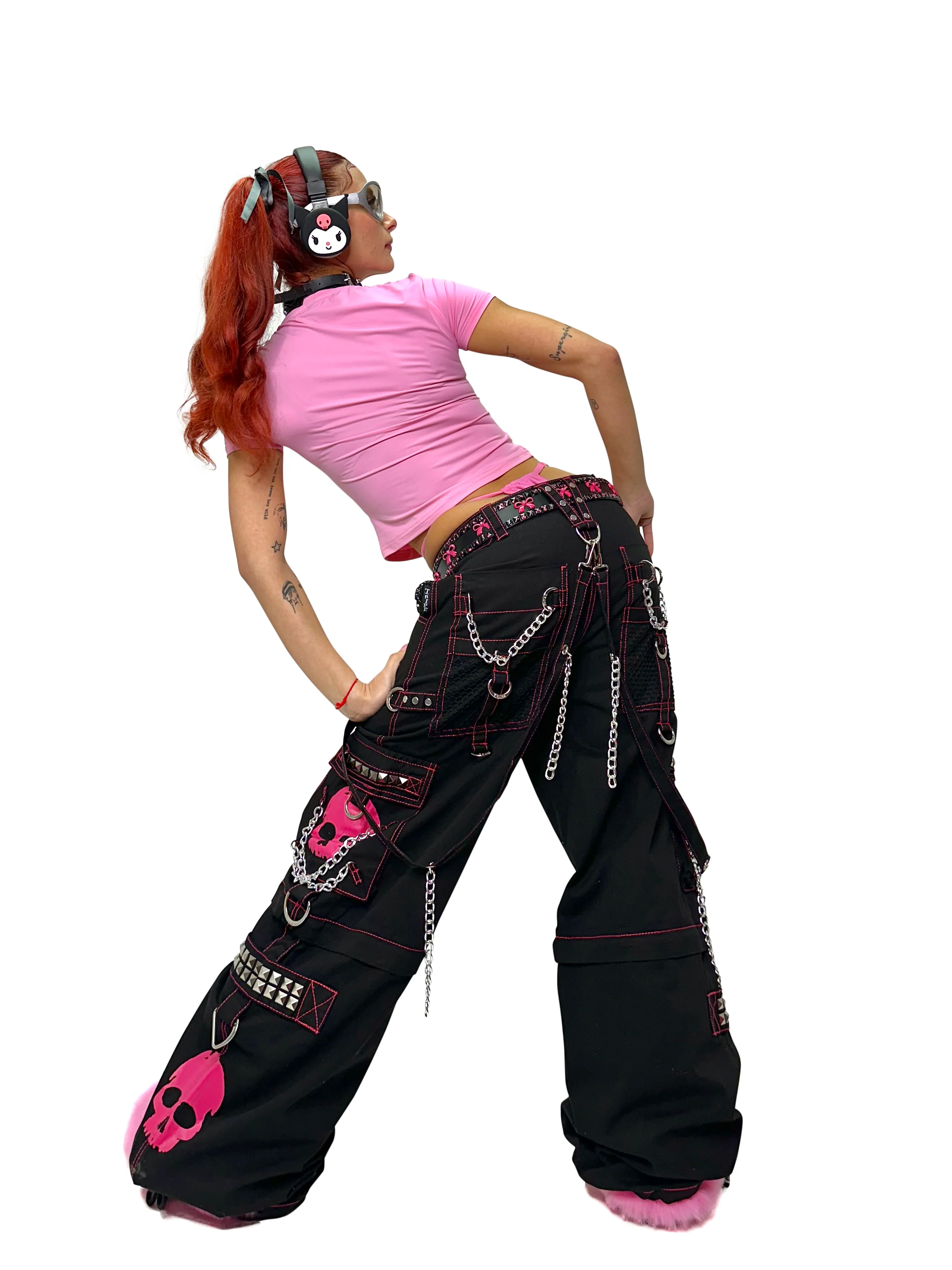 SUPER SKULL "ZIP OFF INTO SHORTS"  PINK PANTS by TRIPP NYC - Image 4