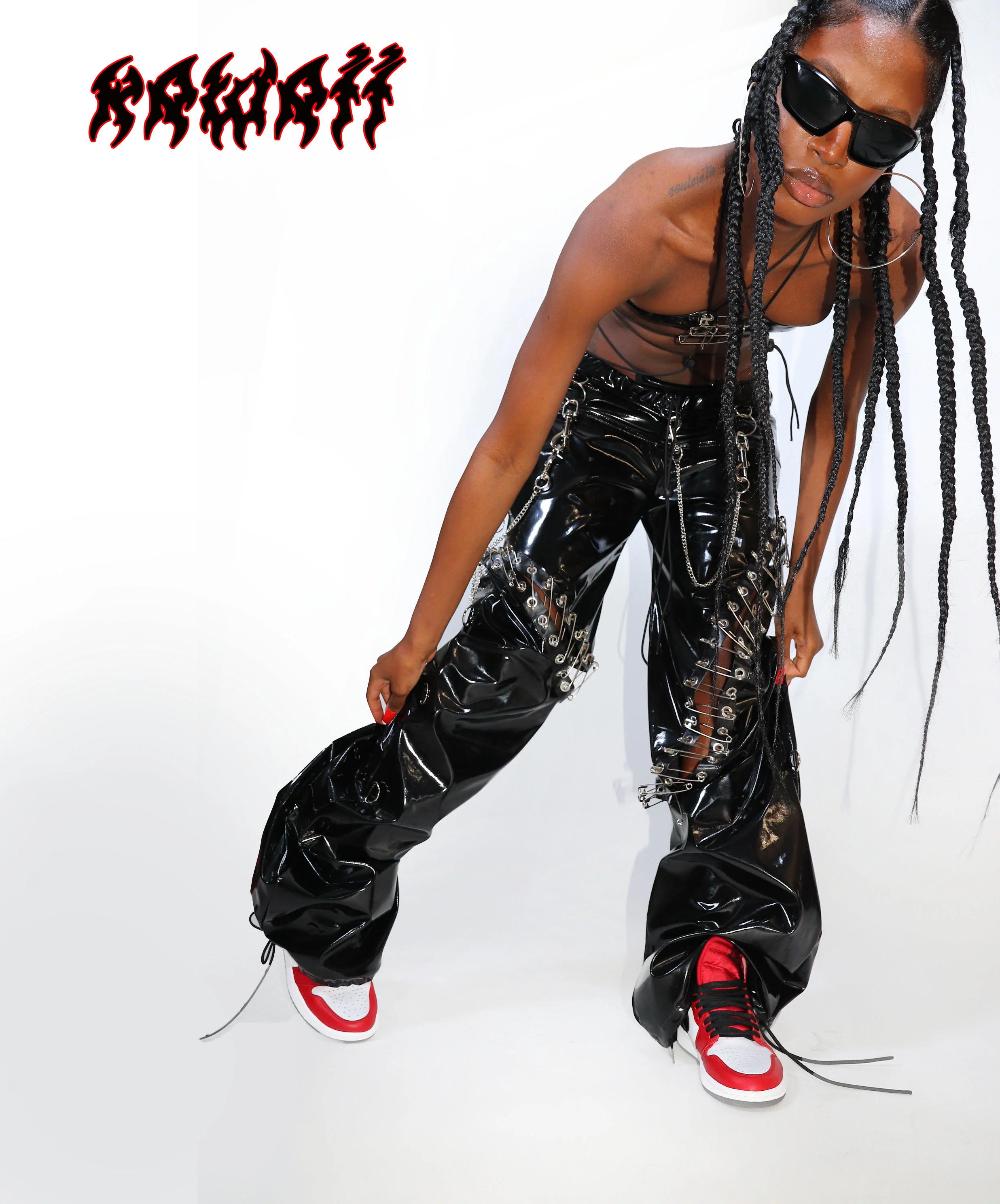 THE "DESTROY" SAFETY PINS VINYL PANTS - Image 9